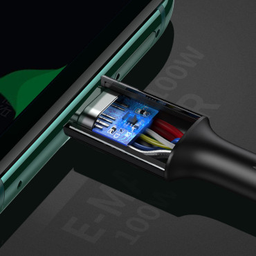 Kabelis USB-C 5A kabelis FAST LOCKING PD QC 2M balta