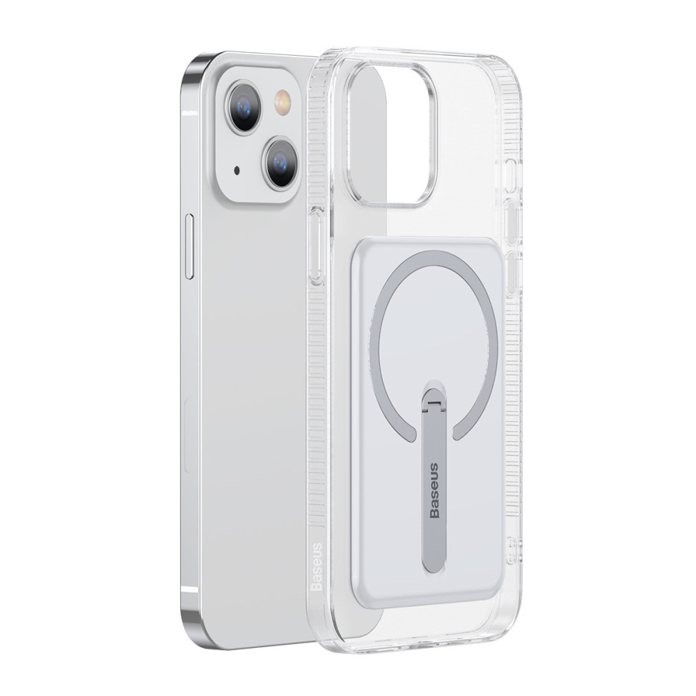 Magnetische Gehäusegehäuse mit einem Ständer für iPhone 13 6.1 '' 2021 transparent