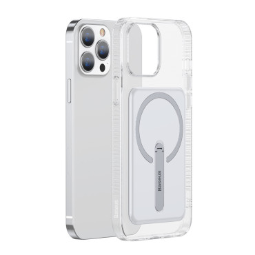 Magnetische behuizing behuizing met een standaard voor iPhone 13 Pro 6.1 '' 2021 transparant