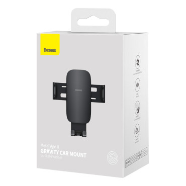 Tenedor de coche gravitacional para un teléfono a cuadros METAL AGE II NEGRO