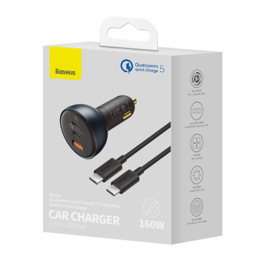 Ātra USB USB-C 160W PPS Quick Charge 5 PD Gray