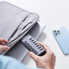 7W1 Daugiafunkcinis stebulė USB-C skirstytuvas - 7x USB 3,0 pd DC 12V pilka