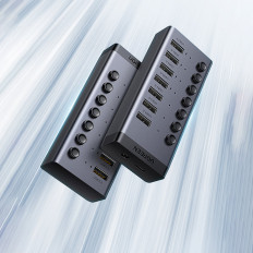 Distribuidor USB-C multifuncional 7W1 - 7x USB 3.0 PD DC 12V Gray