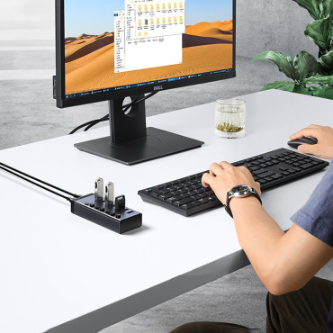 7W1 Multifunkčný rozdrvový rozvádzač USB-C - 7x USB 3.0 PD DC 12V GRAY