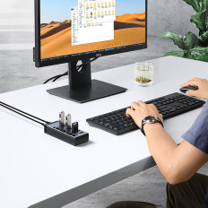 Distribuidor USB-C multifuncional 7W1 - 7x USB 3.0 PD DC 12V Gray