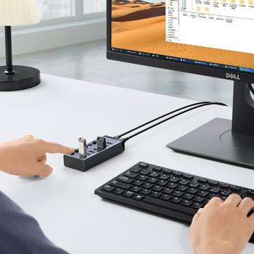 Distribuidor USB-C multifuncional 7W1 - 7x USB 3.0 PD DC 12V Gray