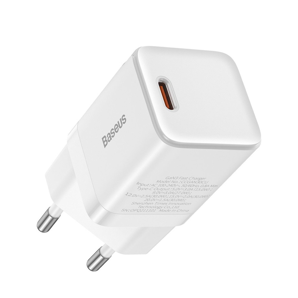 GAN3 Hurtig netværkslader til USB-C 30W White Cable