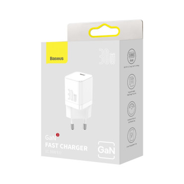 Gan3 Fast Network Polnilnik za USB-C 30W WHITE kabel