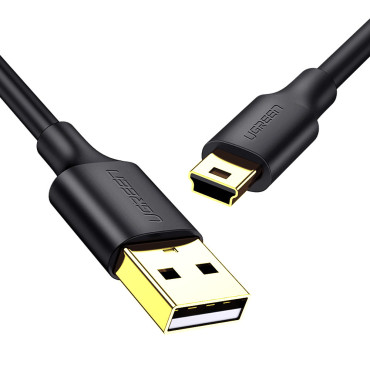 5-stifts tråd för USB-guldpläterad kabel - mini USB 0.25m svart