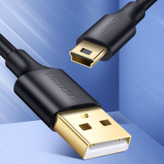5-stifts tråd för USB-guldpläterad kabel - mini USB 0.25m svart