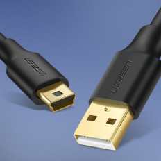 5-pins draad voor USB vergulde kabel - Mini USB 0.25m zwart