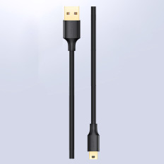 5-stifts tråd för USB-guldpläterad kabel - mini USB 0.25m svart