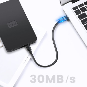 5-stifts tråd för USB-guldpläterad kabel - mini USB 0.25m svart