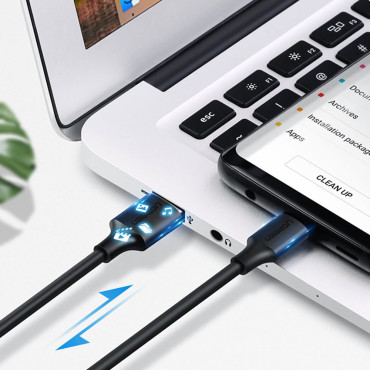Kabel USB-adapterkabel - USB-C Snabbladdning 3.0 3a 0.25m svart