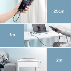 Kabel USB-adapterkabel - USB-C Snabbladdning 3.0 3a 0.25m svart