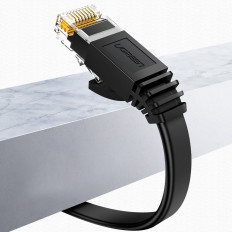 Plochý síťový kabel Patchcord LAN RJ45 Ethernet Cat. 6 0.5m Černá
