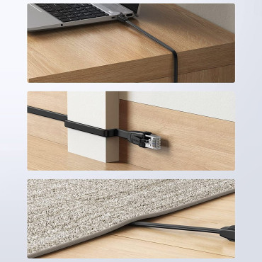 Plochý sieťový kábel patchcord LAN RJ45 Ethernet Cat. 6 0.5m Čierna