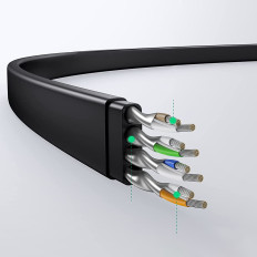 Plochý sieťový kábel patchcord LAN RJ45 Ethernet Cat. 6 0.5m Čierna