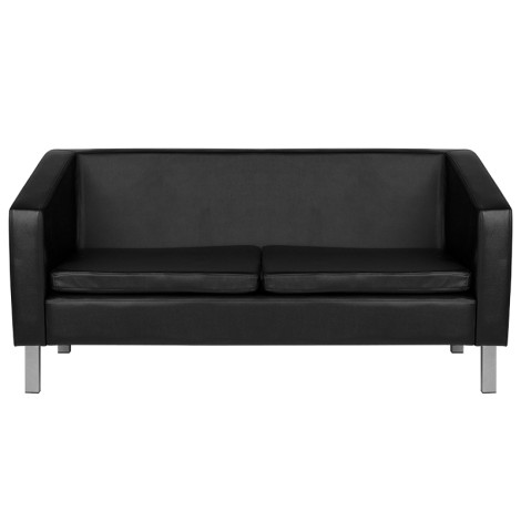 Sofá Gabbiano bm18003 para sala de espera em eco-couro preto — vista frontal