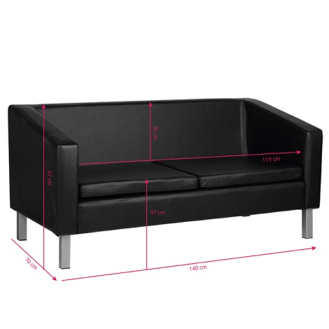 Gabbiano sofa for waiting room bm18003 black — front view