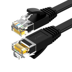 Câble de réseau plat Patchcord LAN RJ45 Ethernet Cat. 6 10m noir