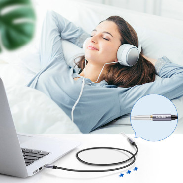 Adapter Adapter Adapter för mini Jack hörlurar 3.5mm 0.5m Blå