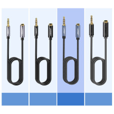 Adapter Adapter Adapter för mini Jack hörlurar 3.5mm 1m blå
