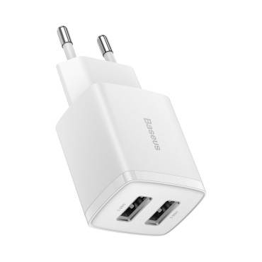 Liten kompakt 2x USB 10.5W Vitladdare