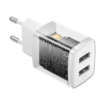 Kleine compacte 2x USB 10.5W witte oplader