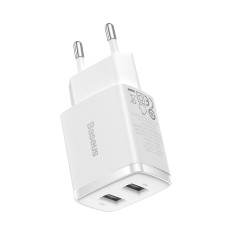 Kleine compacte 2x USB 10.5W witte oplader