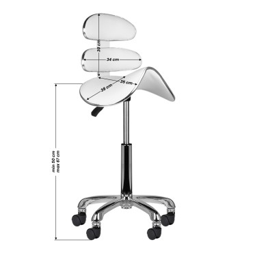 Roll speed am-880 cosmetische kruk wit — vooraanzicht