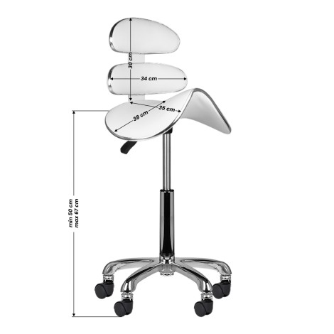 Tabouret cosmétique Roll speed am-880 blanc — vue de face
