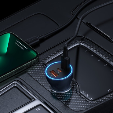 Auto punjač Zlatni kontakt Pro USB + 2x USB-C 65W tamno sivo