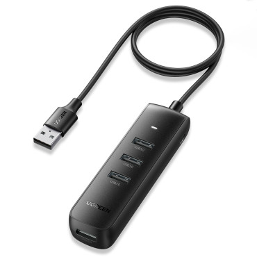 Hub USB-A Port Splitter - 4x USB 3.2 Gene 1 Svart