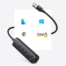 Rozbočovač USB-A Port Splitter - 4x USB 3.2 Gen 1 Černý