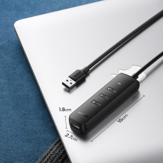 Hub USB-A Port Splitter - 4x USB 3.2 Gene 1 Svart
