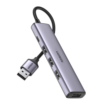 Hub USB Port Splitter - 4x USB 3.0 Grå