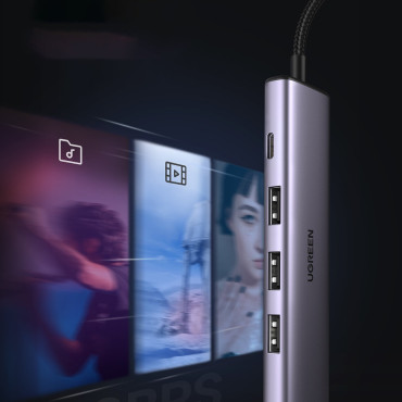 Rozbočovač USB Port Splitter - 4x USB 3.0 šedá