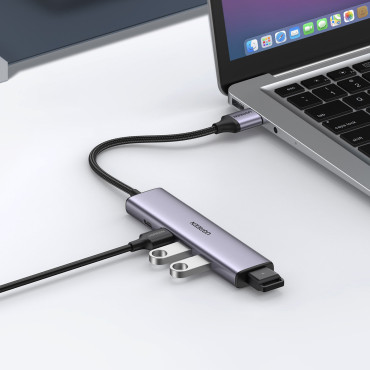 Hub USB Port Splitter - 4x USB 3.0 Grå