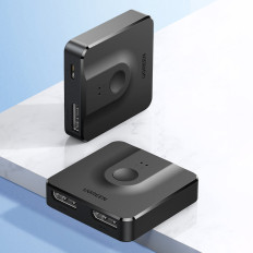 2x displeja ieeja uz 1x displayPort izejas slēdzi 4K 1080p melns