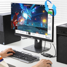 2x displeja ieeja uz 1x displayPort izejas slēdzi 4K 1080p melns