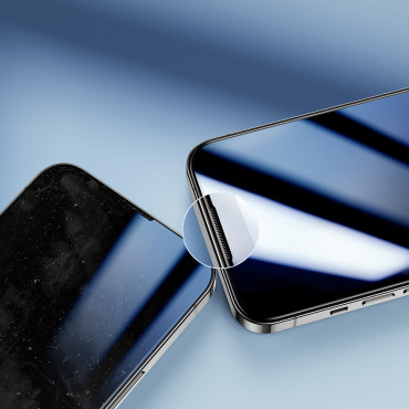 Rūdīts stikls iPhone 14 Plus uz visu ekrānu ar caurspīdīgu bruņinieku 2.5D TG rāmi