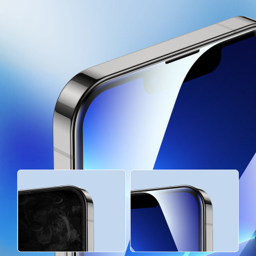Härdat glas för iPhone 14 plus på hela skärmen med en transparent Knight 2.5D TG-ram