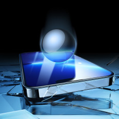Härdat glas för iPhone 14 plus på hela skärmen med en transparent Knight 2.5D TG-ram
