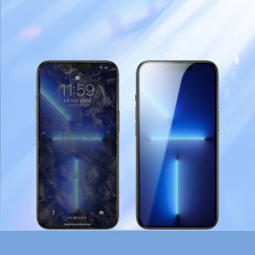 Vidrio templado para iPhone 14 Plus en toda la pantalla con un marco TG de Caballero transparente 2.5D