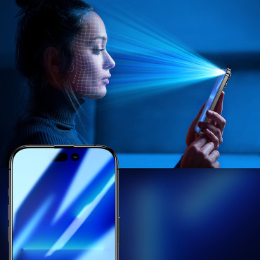 Gehard glas voor iPhone 14 plus met anti-spionfilter voor het hele scherm met transparant frame