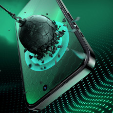 Zaļā rūdīta stikls iPhone 14 Pro ar anti zilā gaismas filtru uz bruņinieka ekrānā