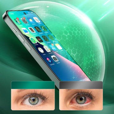 Zeleno kaljeno steklo za iPhone 14 Pro Max z anti modro svetlobo filter na vitezu