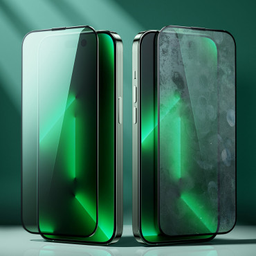 Zeleno kaljeno steklo za iPhone 14 Pro Max z anti modro svetlobo filter na vitezu