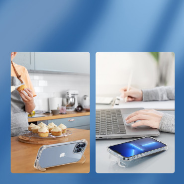 Κάλυμμα περίπτωσης για το iPhone 14 Pro θωρακισμένο περίβλημα με γάντζους διαφανής